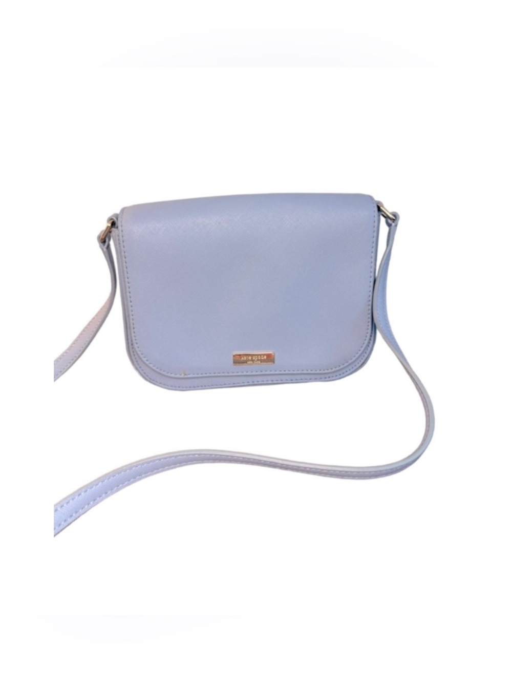 Authenticated Kate Spade New York Light Blue Saffiano Leather Crossbody Bag